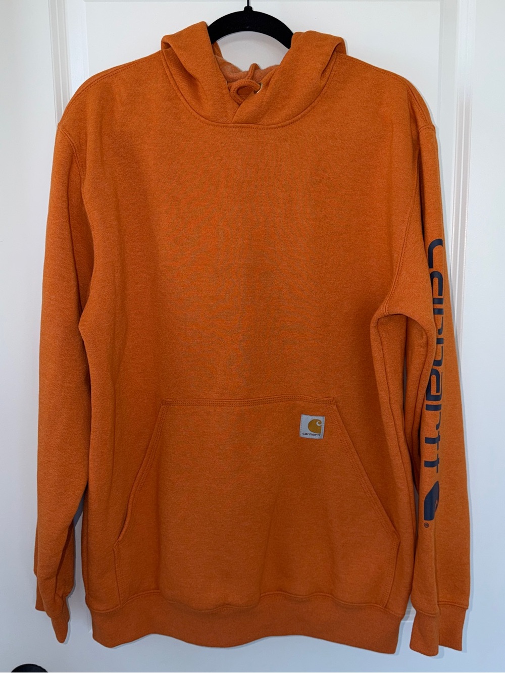 Carhartt Iconic K288 Logo Sweatshirt Relaxed Fit Orange Hooded | Size M